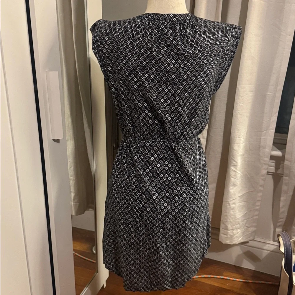 LOFT Navy Patterned Midi Shirt Dress
